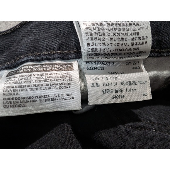 Levis 505 Jeans Mens 40x30 Black Regular Fit Straight Leg Denim Classic Workwear - Picture 4 of 7